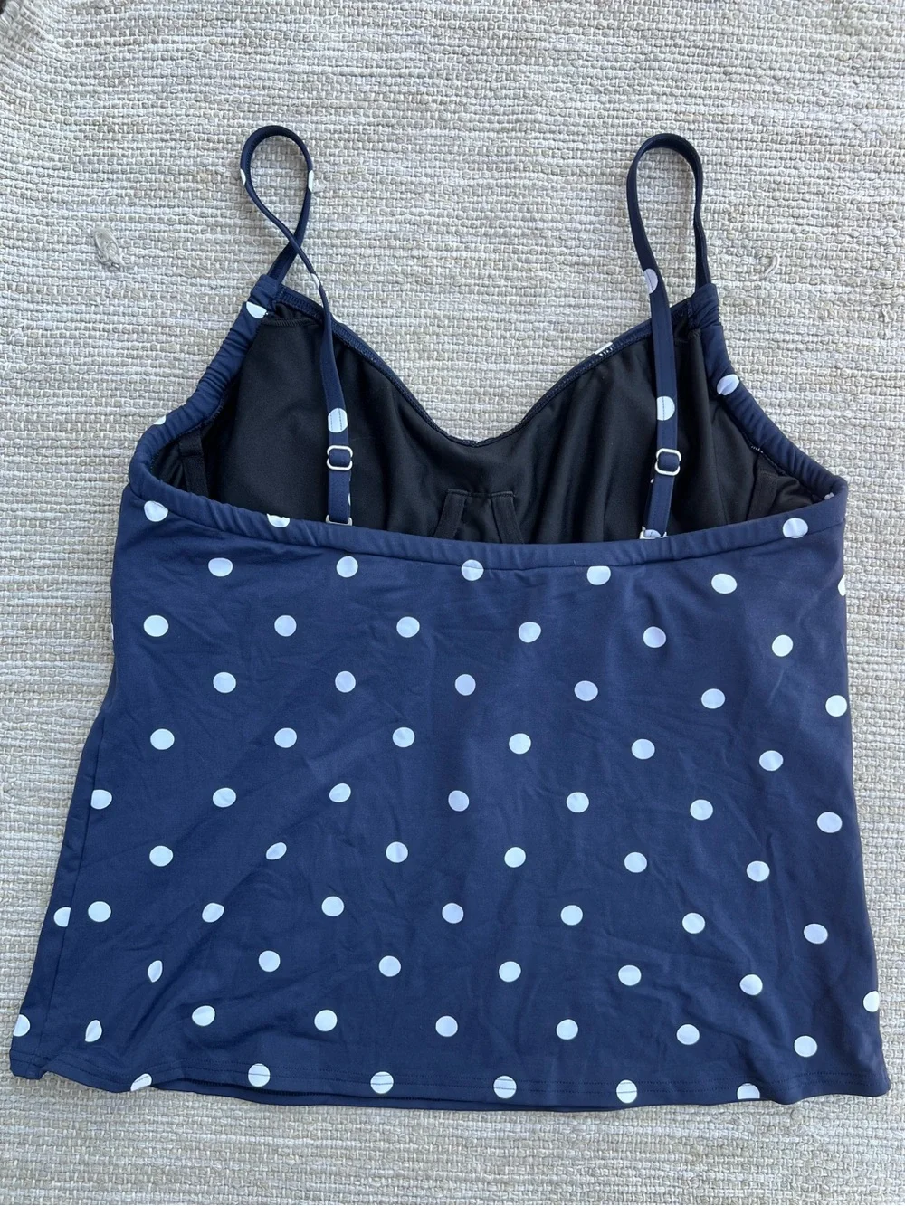 Lands' End Navy White Polka Dot Rushed Front Underwire Tankini size 12 - Picture 5 of 8